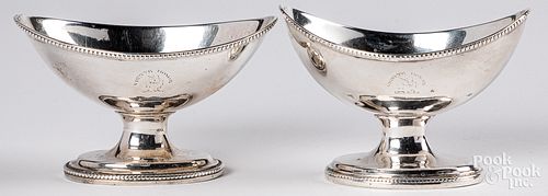 PAIR OF ENGLISH SILVER MASTER SALTS  3121dc