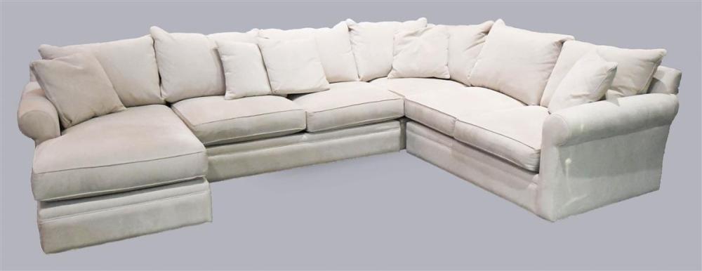 CONTEMPORARY MODULAR GREY SUEDE SECTIONAL