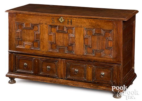 GEORGE I OAK BLANKET CHEST CA  30fb12