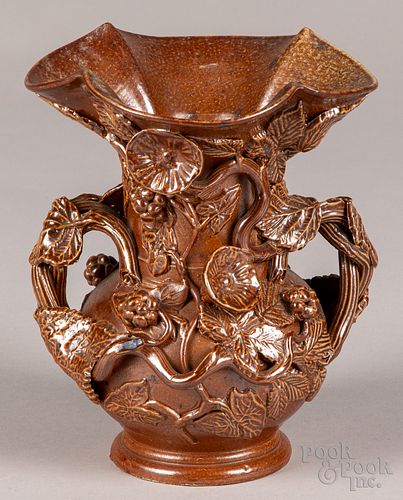 STONEWARE VASE, WITH APPLIED GRAPEVINE