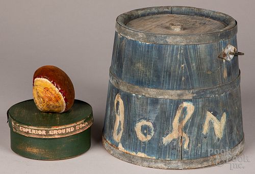 PAINTED WOOD BUCKET, 19TH C.Painted