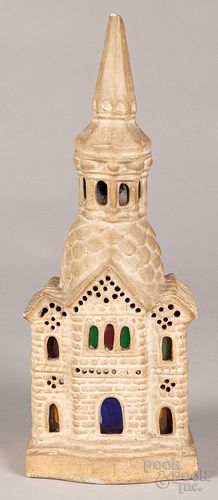 FIGURAL CHALKWARE CHURCH, 19TH C.Figural