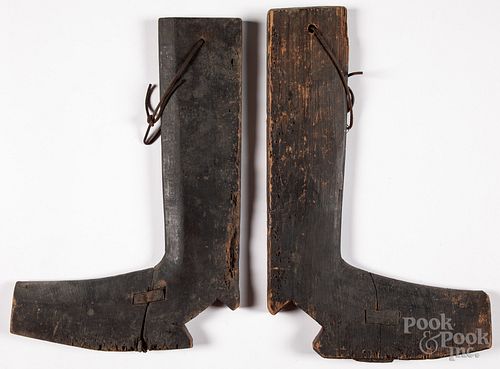 PAIR OF PRIMITIVE WOOD BOOT FORMS  30fb58