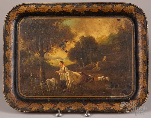 PAINTED TOLE SERVING TRAY, 19TH