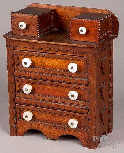 TRAMP ART DOLL CHEST OF DRAWERS,