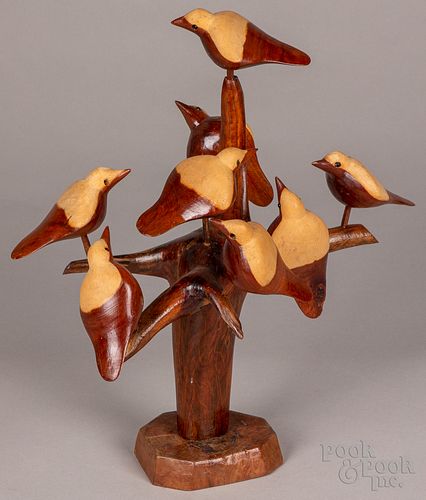 CARVED BIRD TREE MID 20TH C Carved 30fb9a