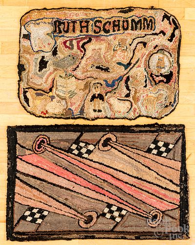 TWO HOOKED RUGS ONE LATE 19TH 30fb9c