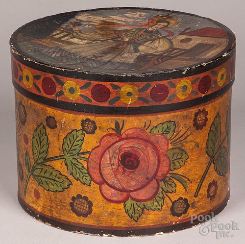 WALLPAPER LINED BENTWOOD HAT BOXWallpaper