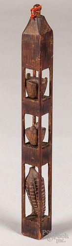 CARVED PINE WHIMSEY, 19TH C.Carved