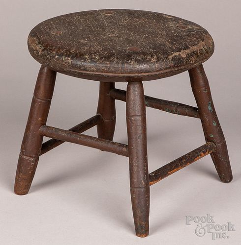 SMALL PAINTED MILKING STOOL 19TH 30fbee