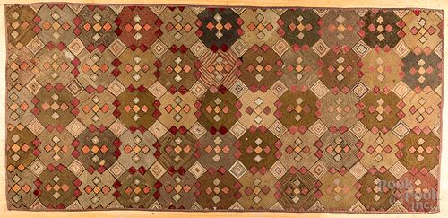 LARGE HOOKED RUG, 19TH C.Large