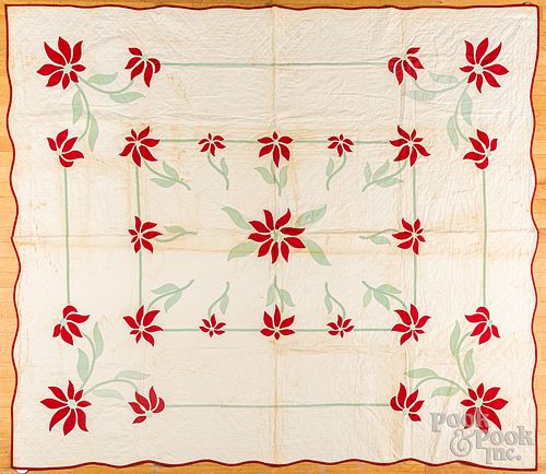TWO FLORAL APPLIQU QUILTS EARLY 30fc0d