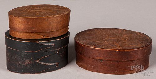 THREE SMALL BENTWOOD BOXES, TWO