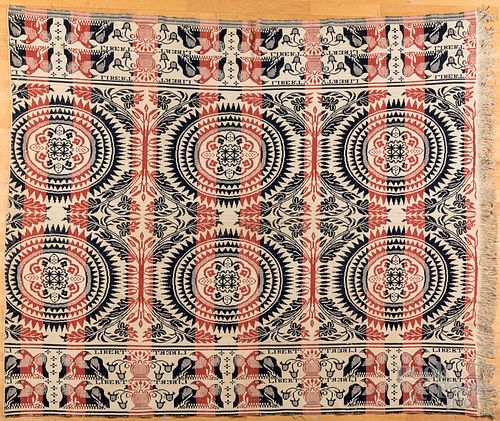 JACQUARD COVERLET, MID 19TH C.Jacquard