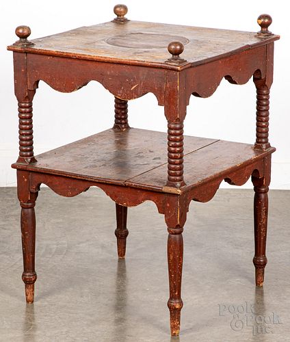 PAINTED PINE WASH STAND, 19TH C.Painted