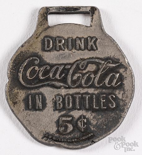 COCA COLA WHITE METAL WATCH FOB  30fcd3