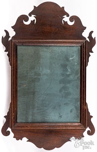 CHIPPENDALE WALNUT LOOKING GLASS,