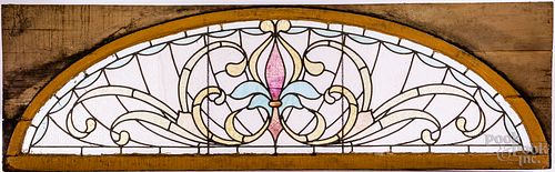 LEADED GLASS WINDOW TRANSOM, CA.