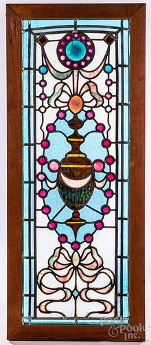 LEADED GLASS WINDOW, CA. 1900Leaded