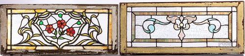 TWO LEADED GLASS WINDOWS, CA. 1900Two