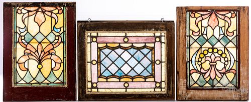 THREE LEADED GLASS WINDOWS, CA.