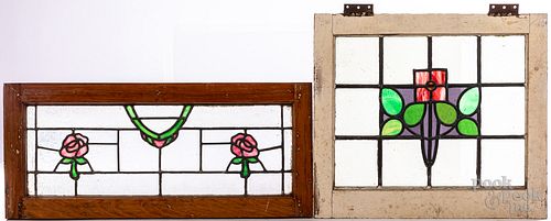 TWO LEADED GLASS WINDOWS CA 1900Two 30fd17