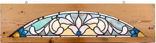 LEADED GLASS WINDOW TRANSOM, CA.