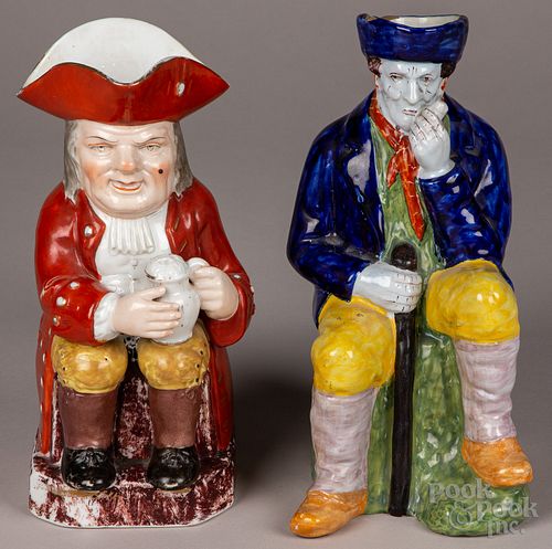TWO FIGURAL TOBY JUGS, 19TH C.Two