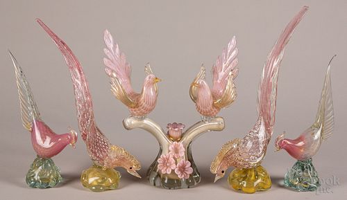 FIVE VENETIAN GLASS BIRDSFive Venetian