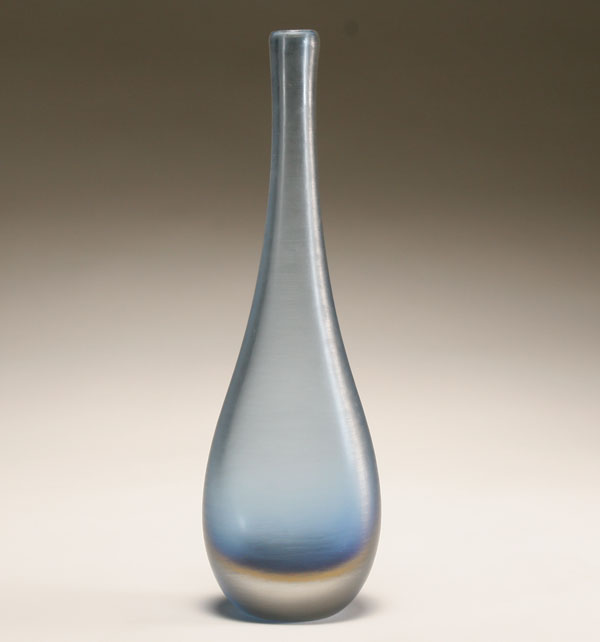 Venini Inciso blue art glass vase. Circular