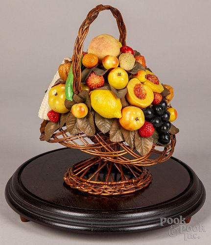 VICTORIAN WAX FRUIT BASKET UNDER