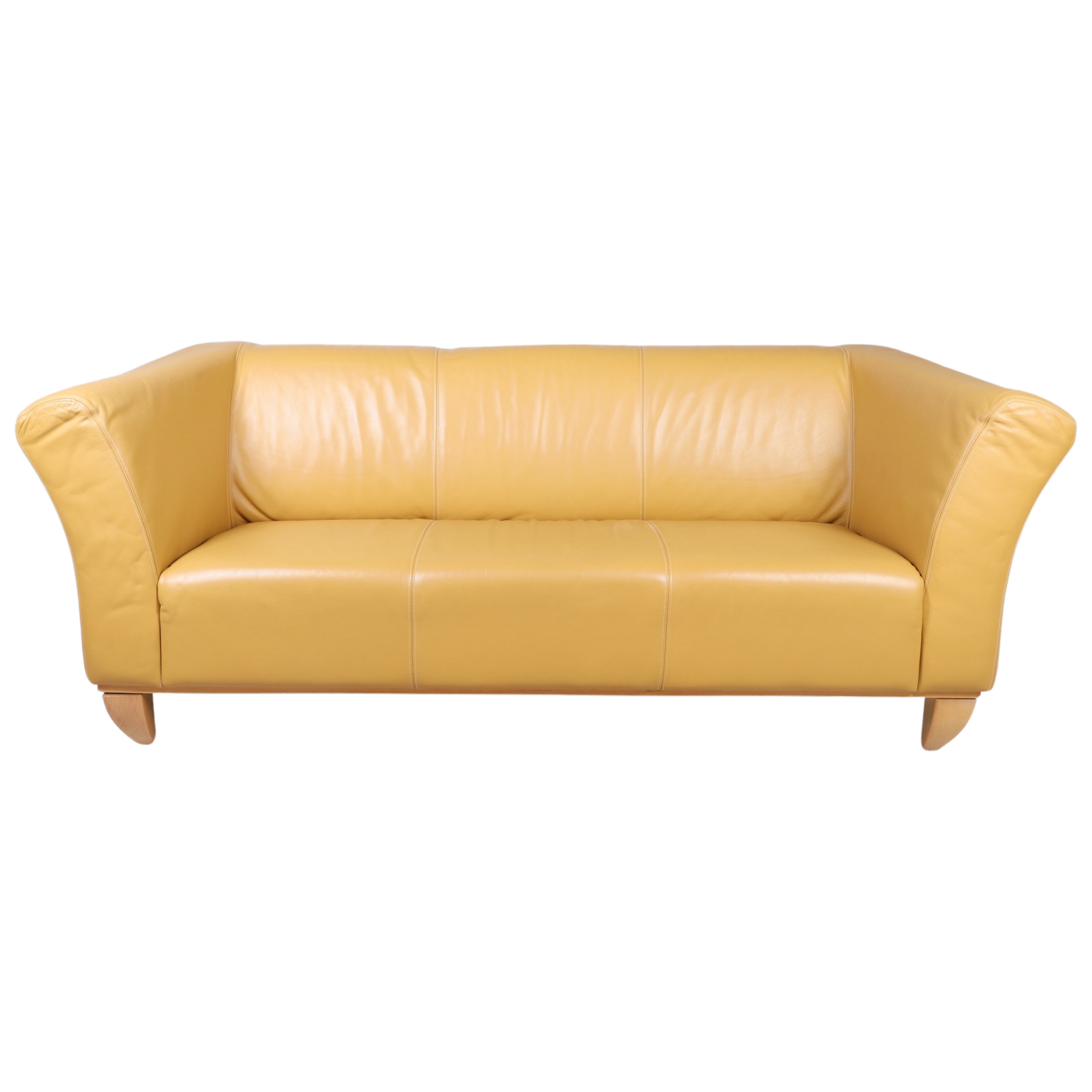 Contemporary stitched leather sofa,