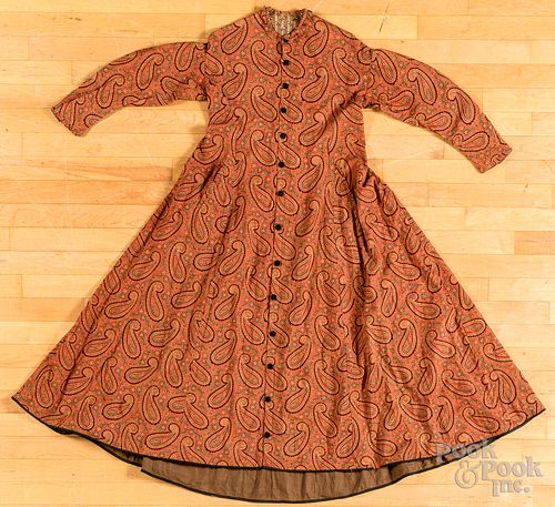 VICTORIAN PAISLEY DRESS LATE 19TH 30fd98