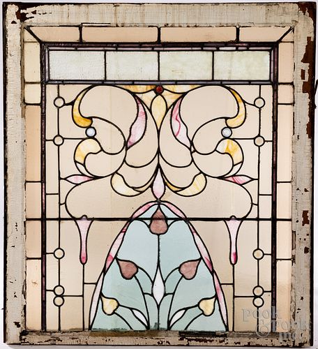 TWO LEADED GLASS WINDOWS, CA. 1900Two