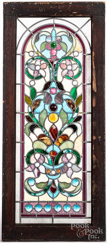 LEADED GLASS WINDOW, CA. 1900Leaded