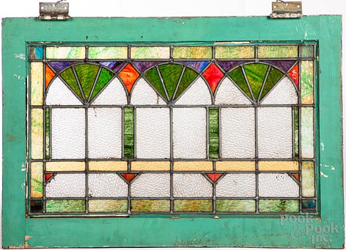 LEADED GLASS WINDOW, CA. 1900Leaded