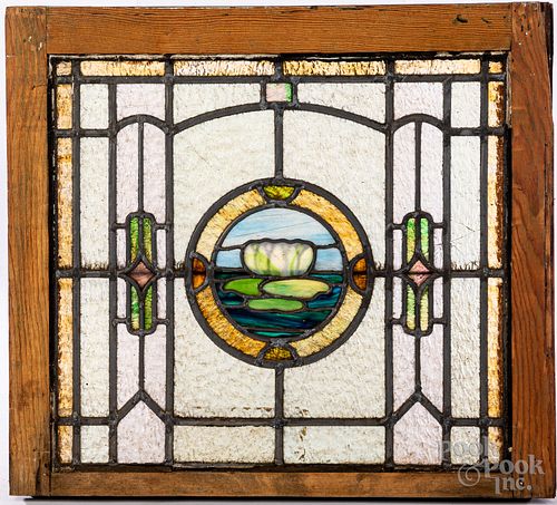 TWO LEADED GLASS WINDOWS, CA. 1900Two