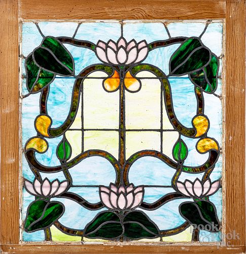 TWO LEADED GLASS WINDOWS CA 1900Two 30fdba