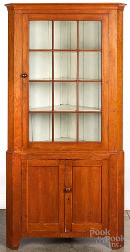 PENNSYLVANIA PINE CORNER CUPBOARD,