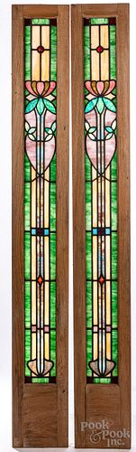 PAIR OF LEADED GLASS WINDOWS CA  30fdc4