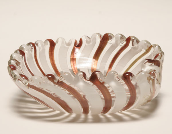 Murano art glass bowl with aventurine.
