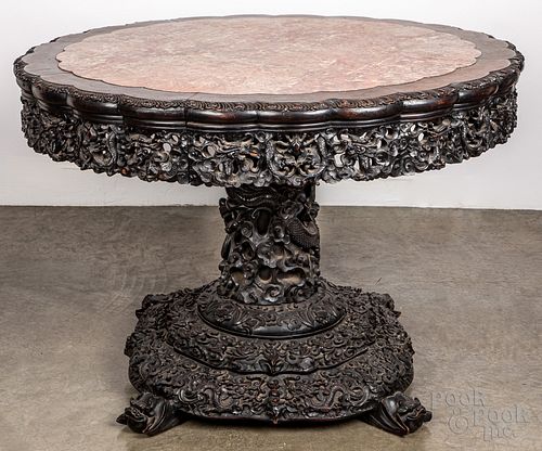 CHINESE CARVED HARDWOOD CENTER