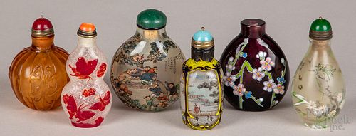 SIX CHINESE GLASS SNUFF BOTTLESSix 30fe3e