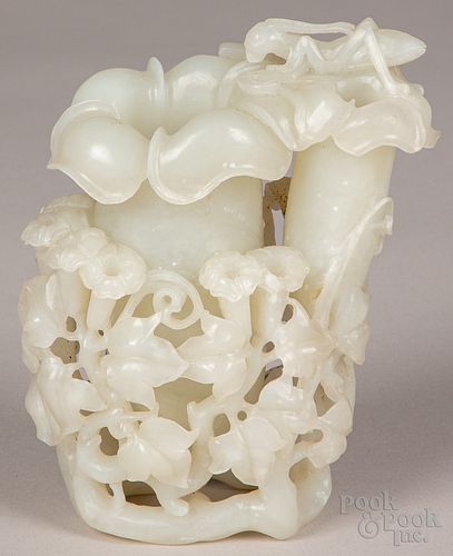 CHINESE CARVED JADE DOUBLE VASEChinese 30fe4d