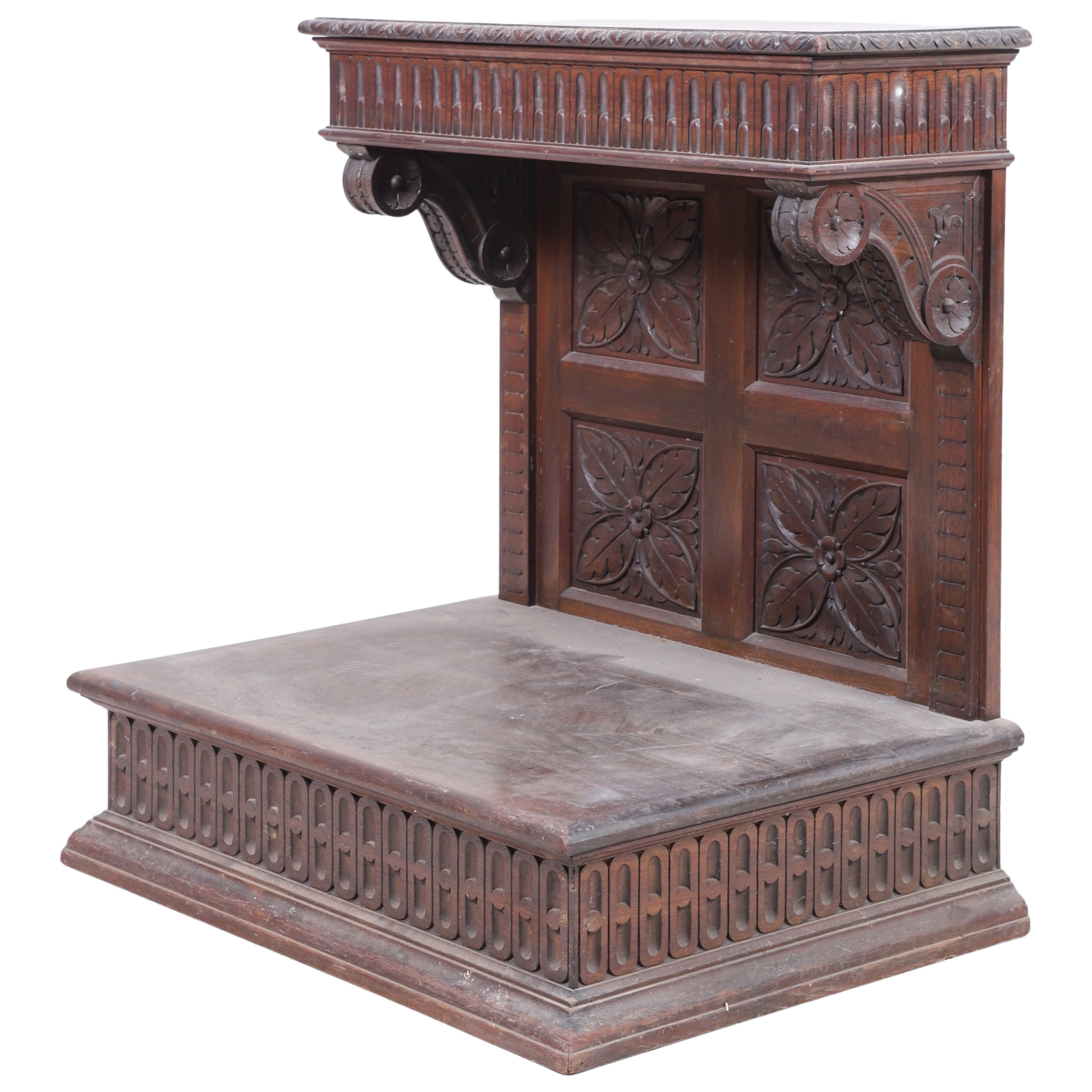 Carved mahogany pulpit, gadrooned carved