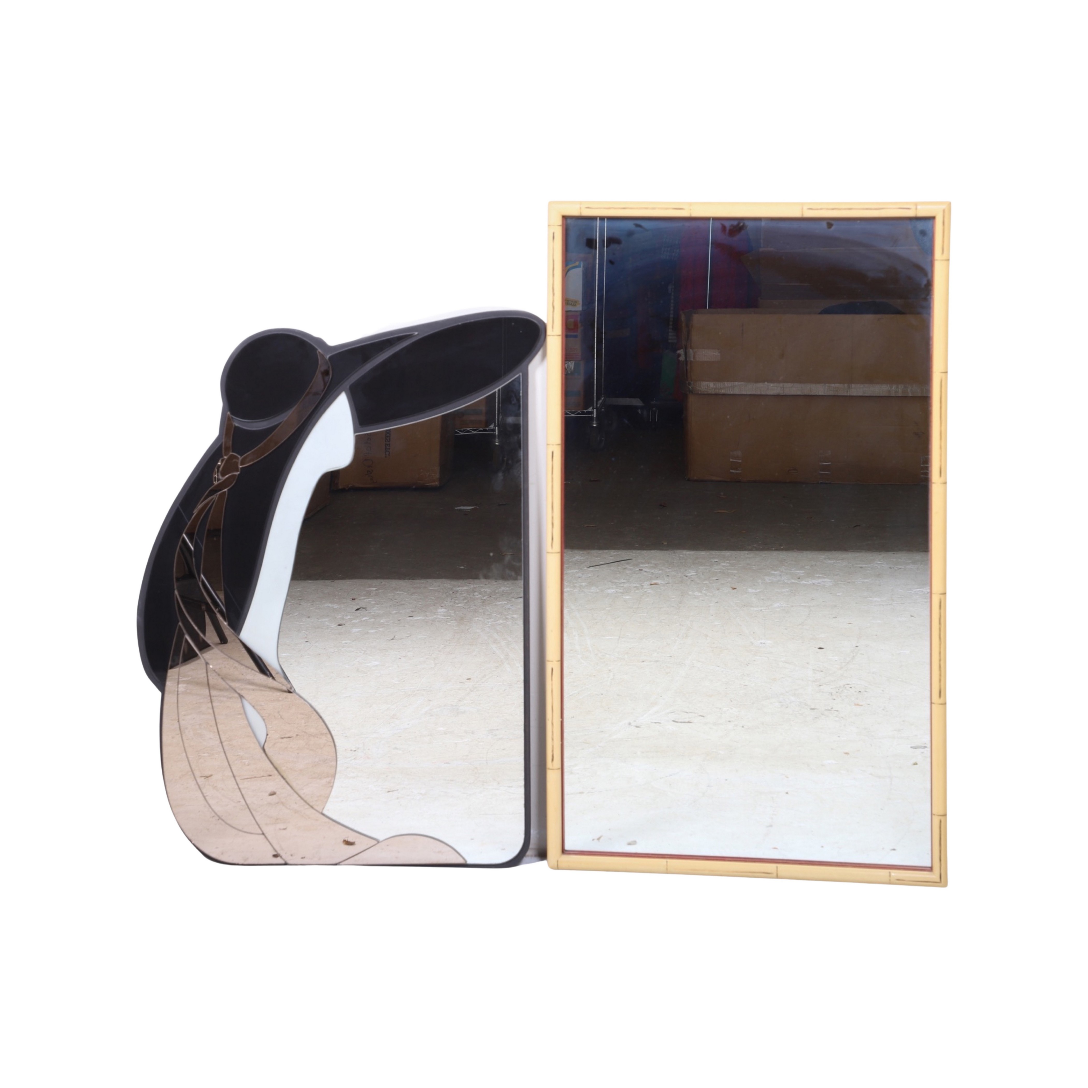 (2) Modern hanging wall mirrors,