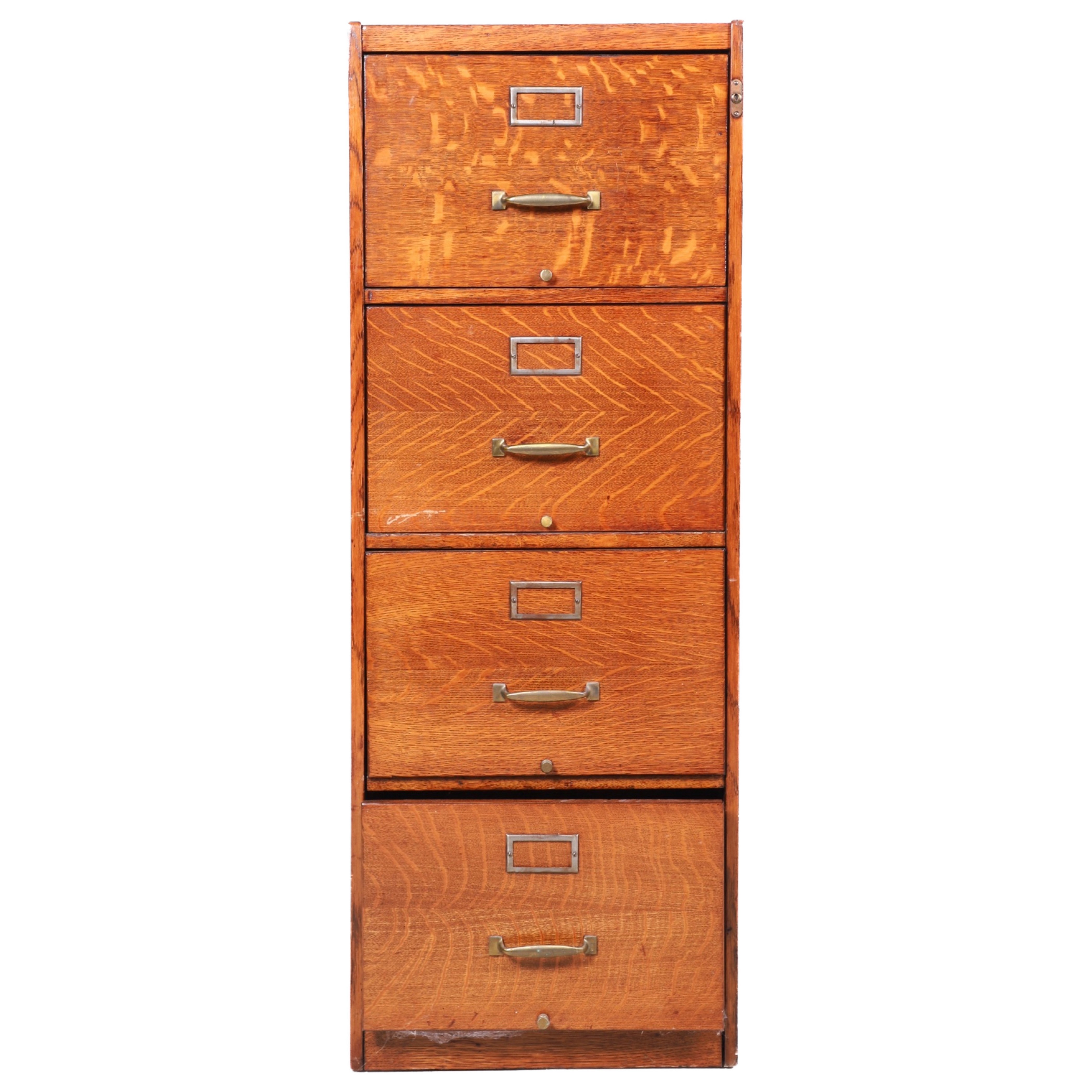 Oak paneled file cabinet, 4 drawers,