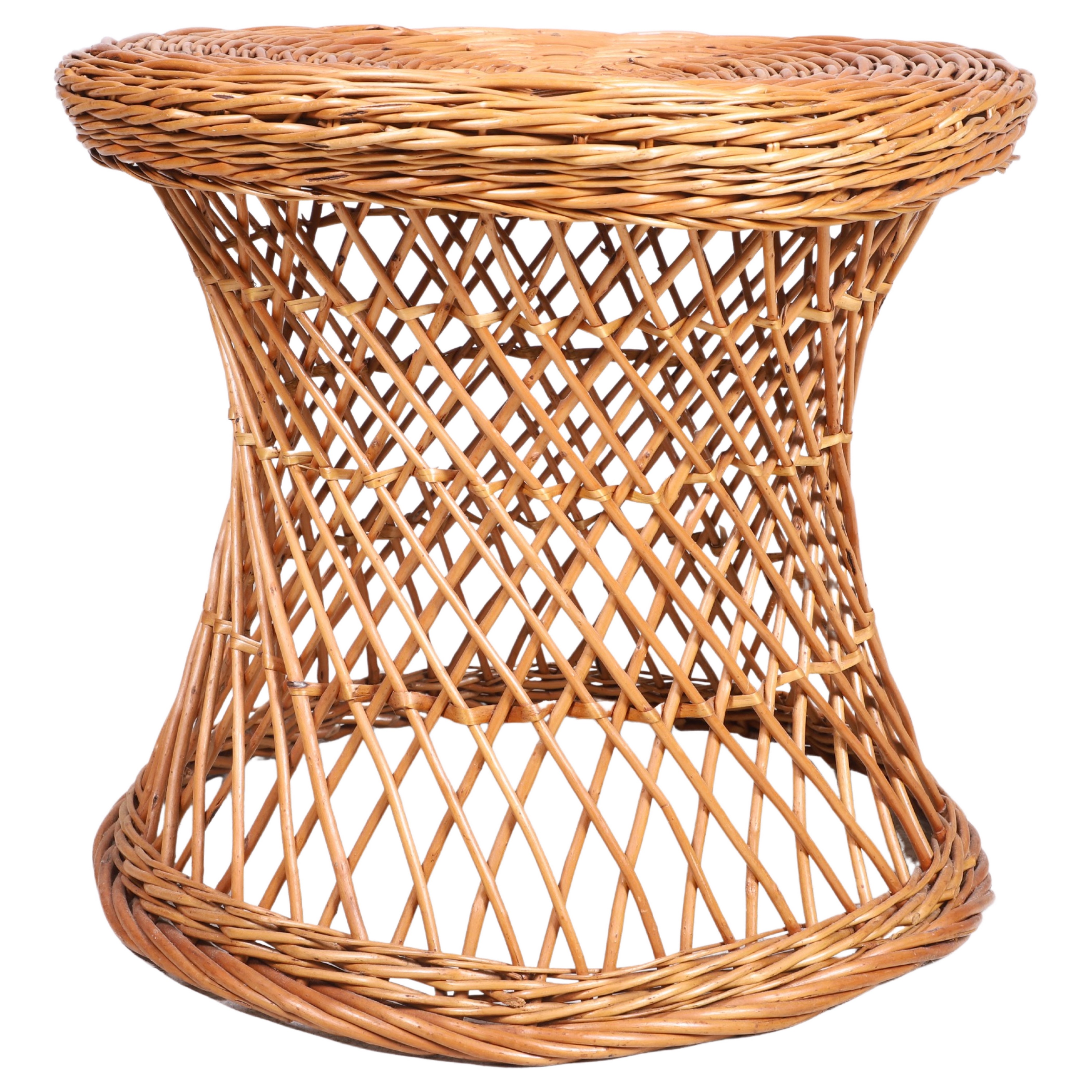 Wicker side table, round top, 19-3/4"h