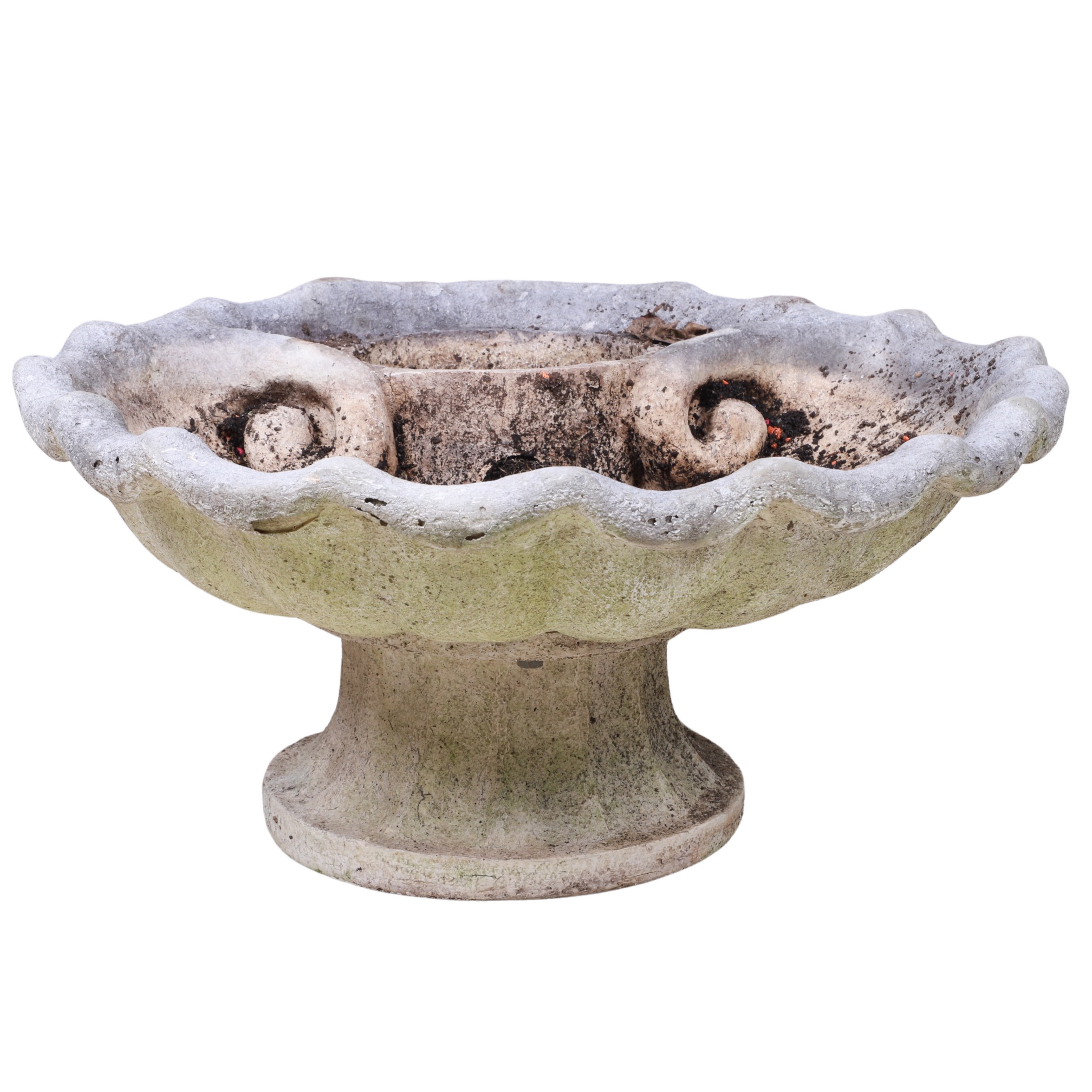 Cement shell form fountain, 12h x 24w