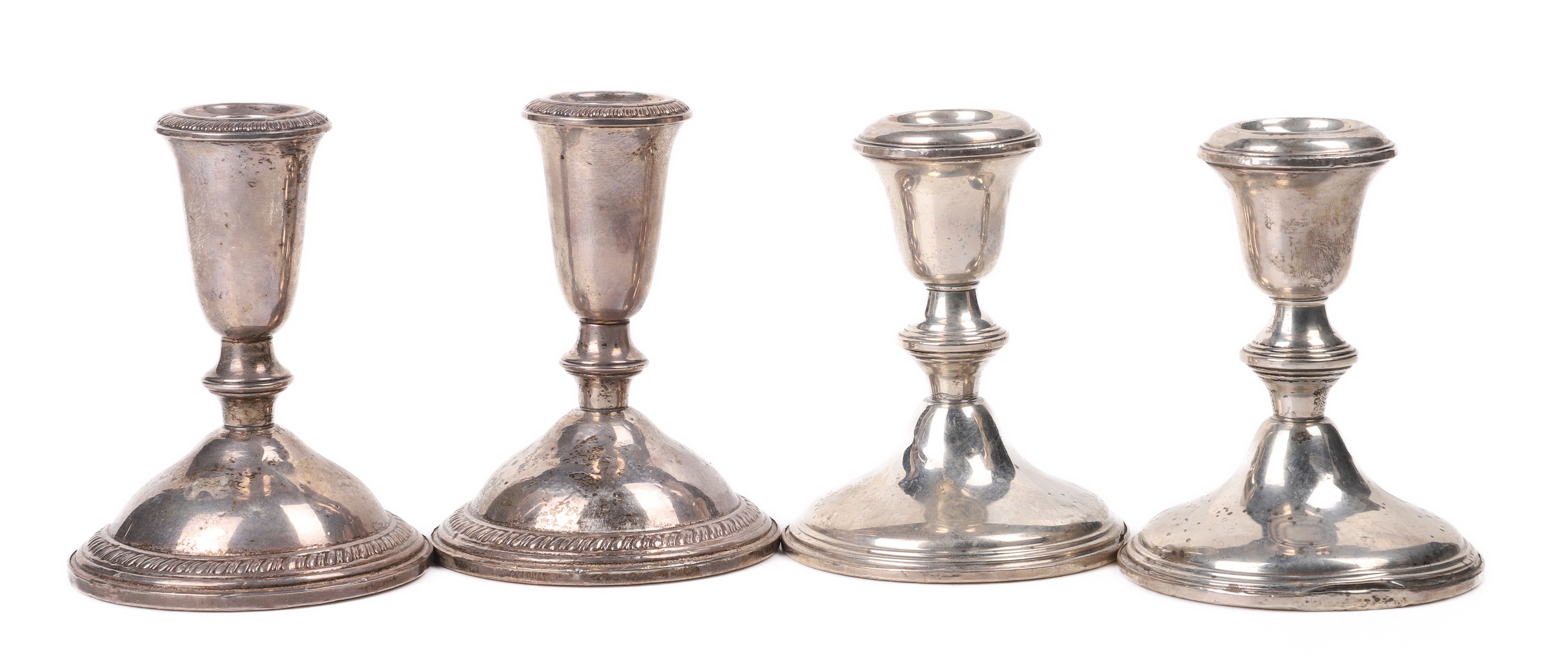  2 Pair sterling weighted candlesticks  30fea5